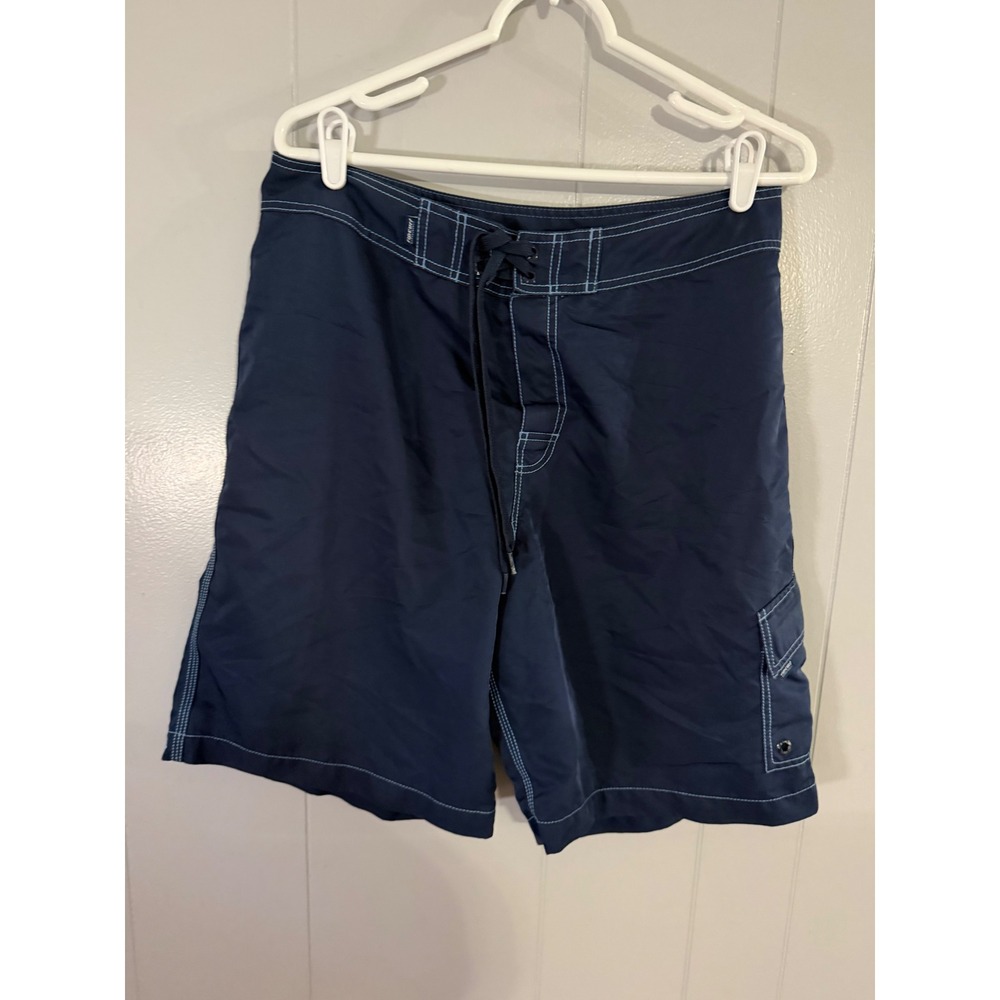Rip Curl Board Shorts Mens 34 Navy Blue Cargo Pocket Contrast Stitch Surf Trunks